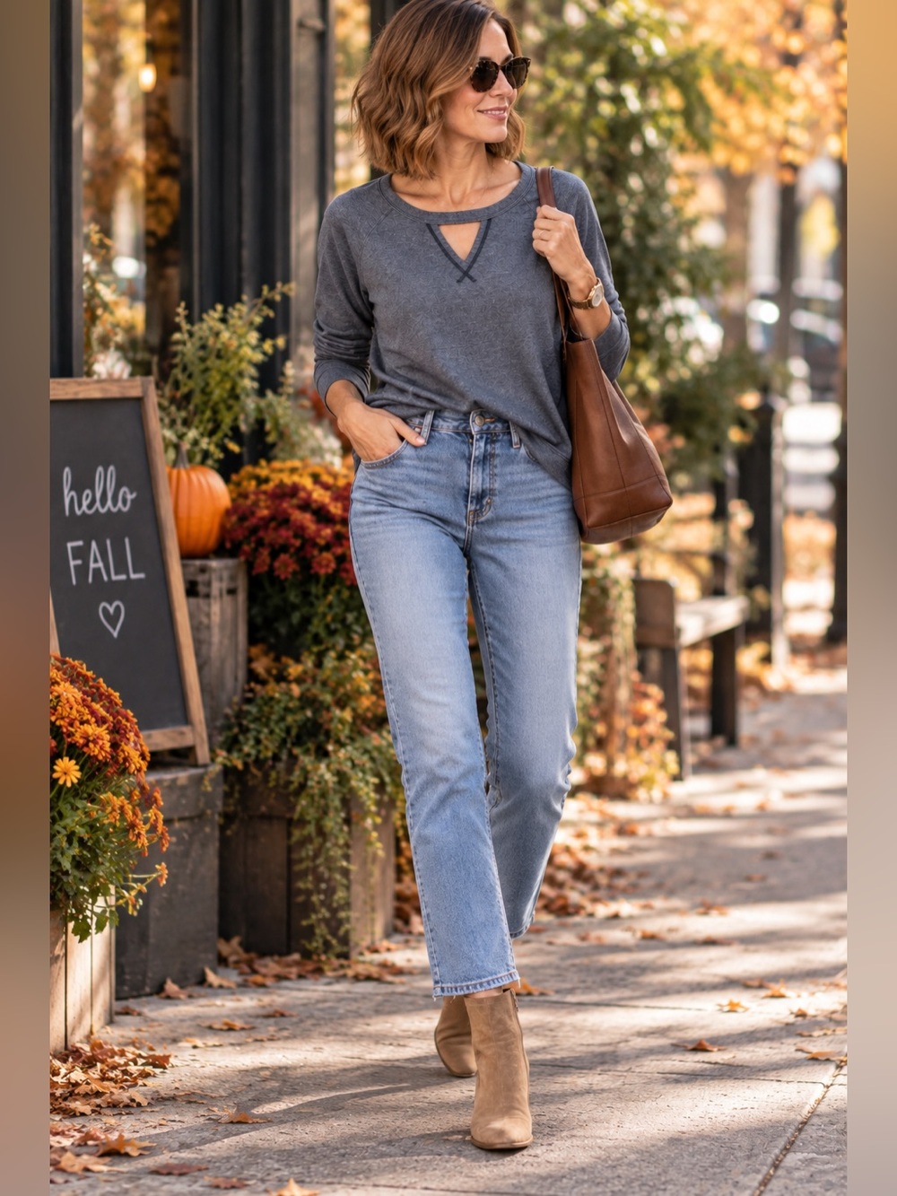 NWT-Michael Lauren Triangle Cut Out Long Sleeve-Gray/Blue Size S